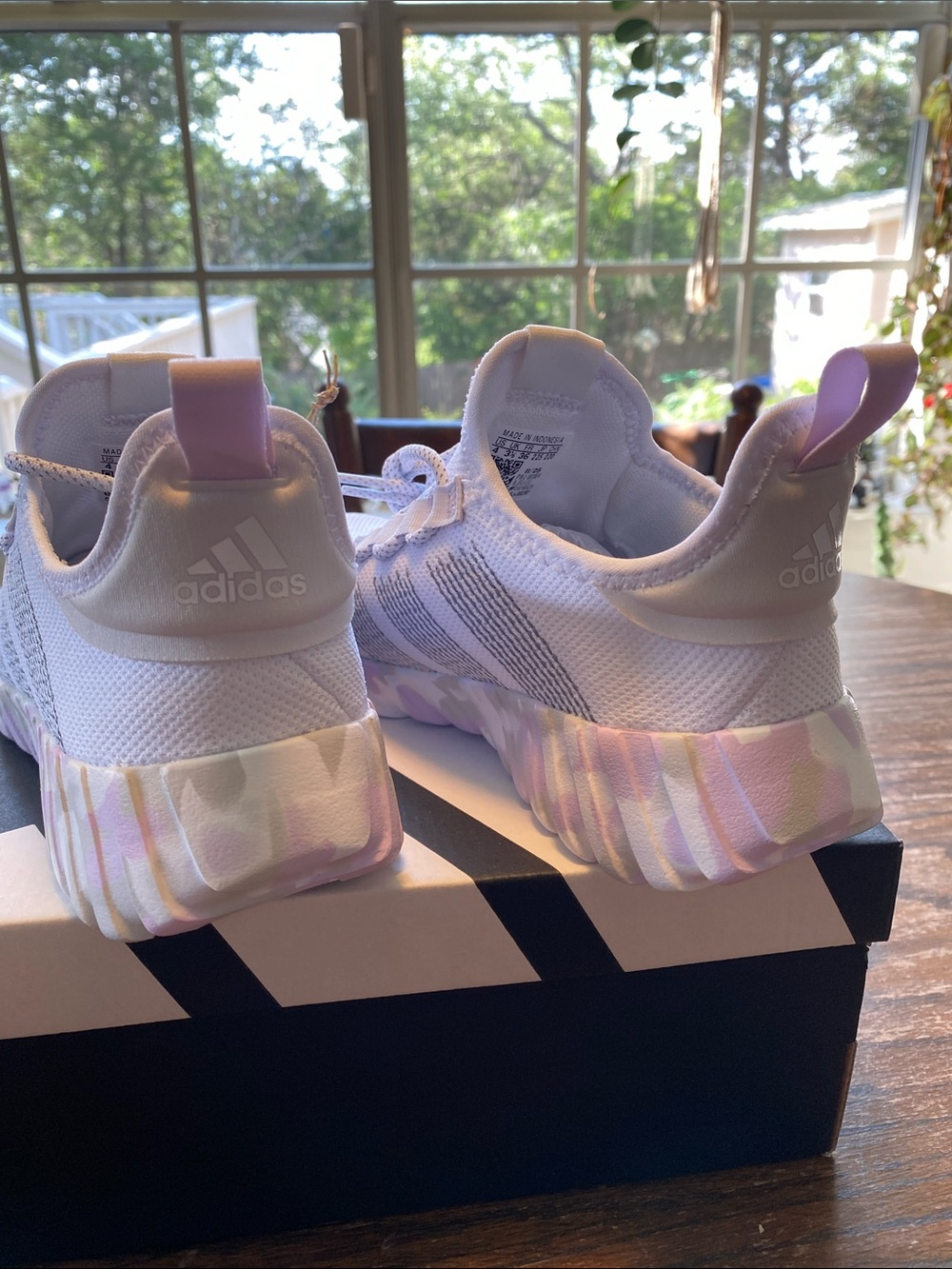 adidas White Athletic Shoes with Light Purple Accents - Picture 4 of 7